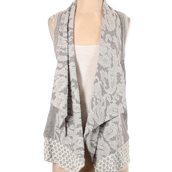 Anthropologie Saturday Sunday Gray Jacquard Vest Size Small - Picture 2 of 10